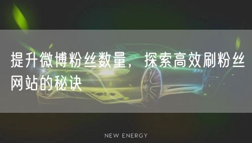 提升微博粉丝数量，探索高效刷粉丝网站的秘诀