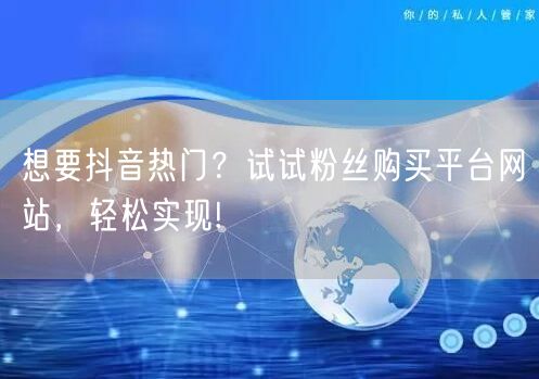 想要抖音热门？试试粉丝购买平台网站，轻松实现!