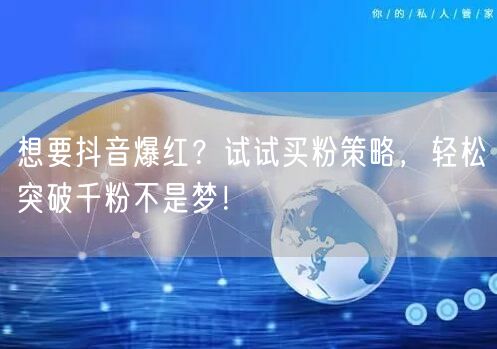 想要抖音爆红？试试买粉策略，轻松突破千粉不是梦！