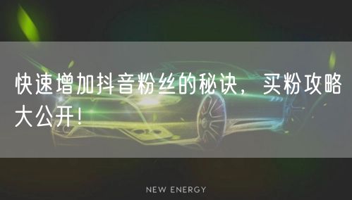快速增加抖音粉丝的秘诀，买粉攻略大公开！