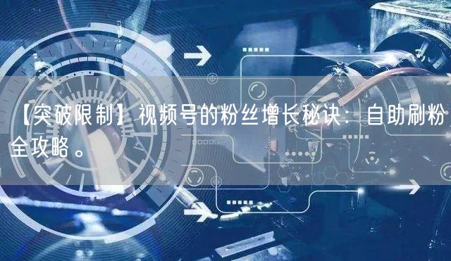 【突破限制】视频号的粉丝增长秘诀：自助刷粉全攻略。