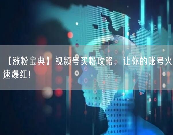 【涨粉宝典】视频号买粉攻略，让你的账号火速爆红！