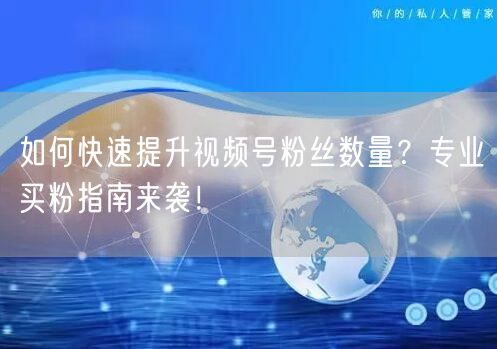如何快速提升视频号粉丝数量？专业买粉指南来袭！