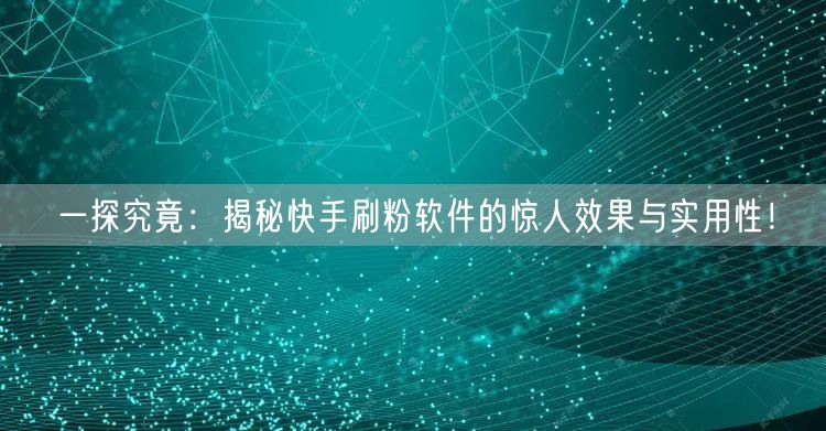 一探究竟：揭秘快手刷粉软件的惊人效果与实用性！