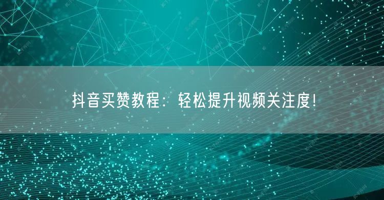 抖音买赞教程：轻松提升视频关注度！