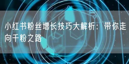 小红书粉丝增长技巧大解析：带你走向千粉之路