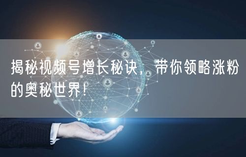 揭秘视频号增长秘诀，带你领略涨粉的奥秘世界！