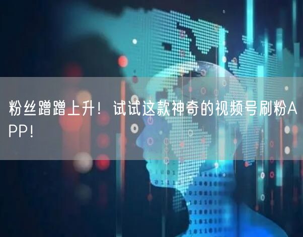 粉丝蹭蹭上升！试试这款神奇的视频号刷粉APP！