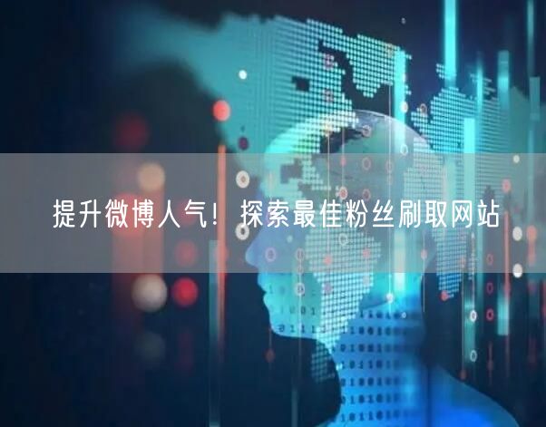 提升微博人气！探索最佳粉丝刷取网站