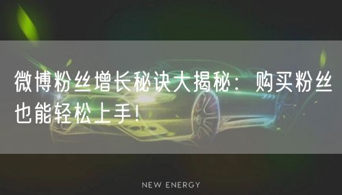 微博粉丝增长秘诀大揭秘：购买粉丝也能轻松上手！