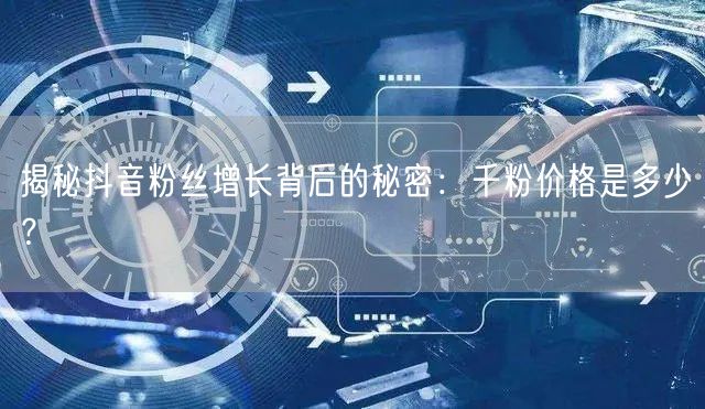 揭秘抖音粉丝增长背后的秘密：千粉价格是多少？
