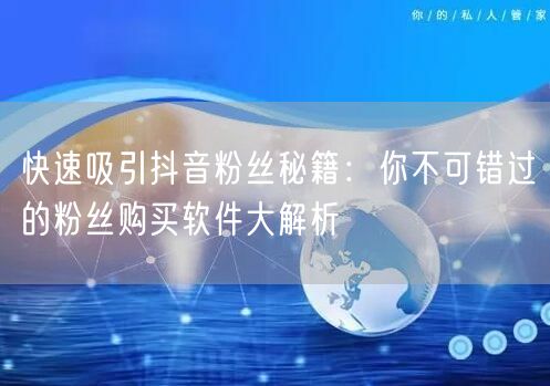 快速吸引抖音粉丝秘籍：你不可错过的粉丝购买软件大解析